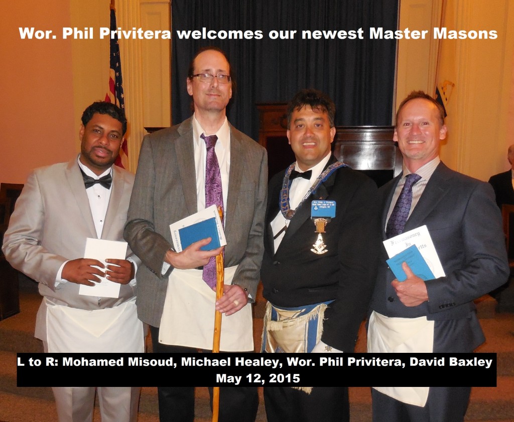 Welcome Newest Master Masons - 5-12-15